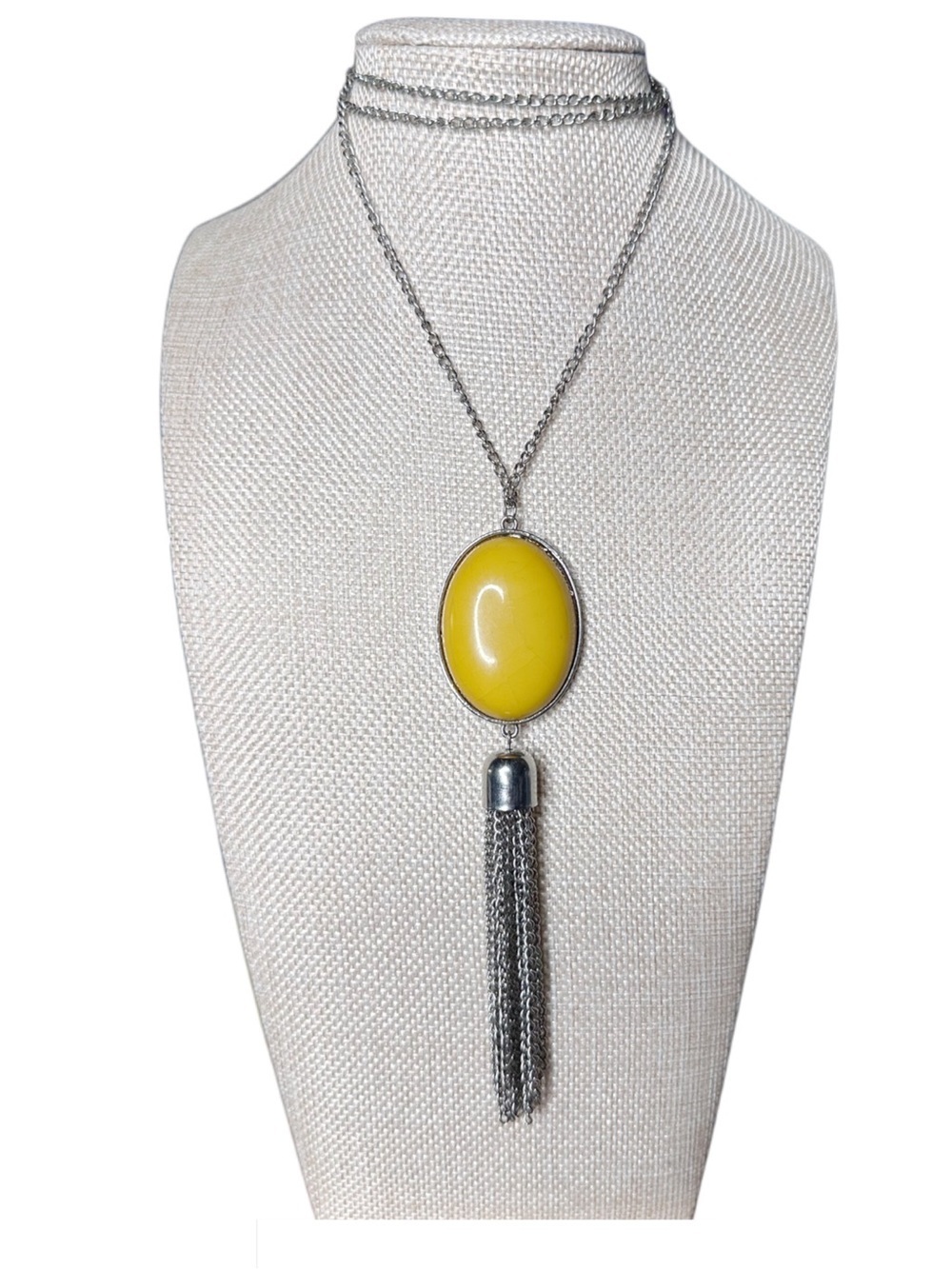 Yellow Stone Tassel Pendant Necklace - Women Jewelry